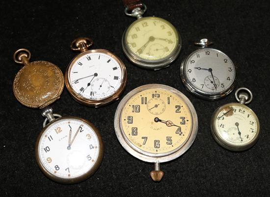 7 assorted pocket watches incl gold plated